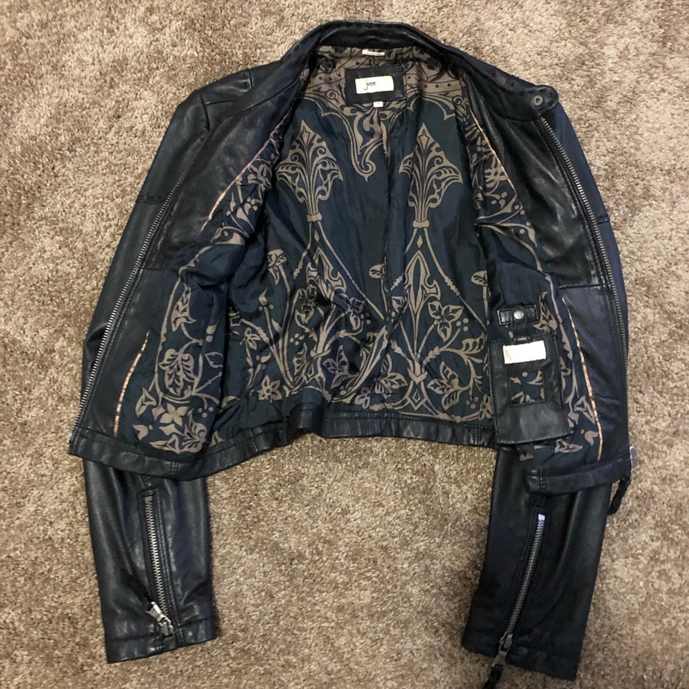 June cropped leather jacket with silk lining